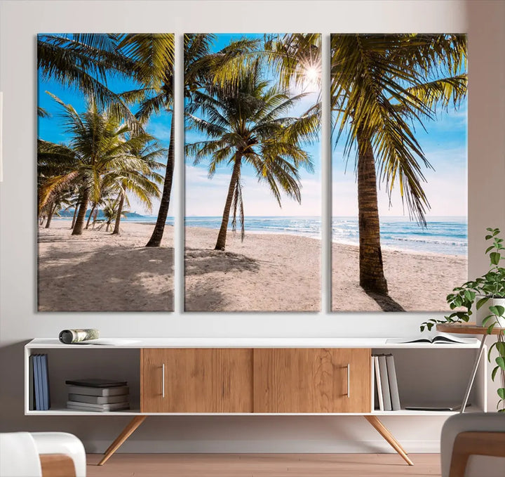 Sandy Tropical Beach Canvas Wall Art Print Ocean Landscape Art Framed