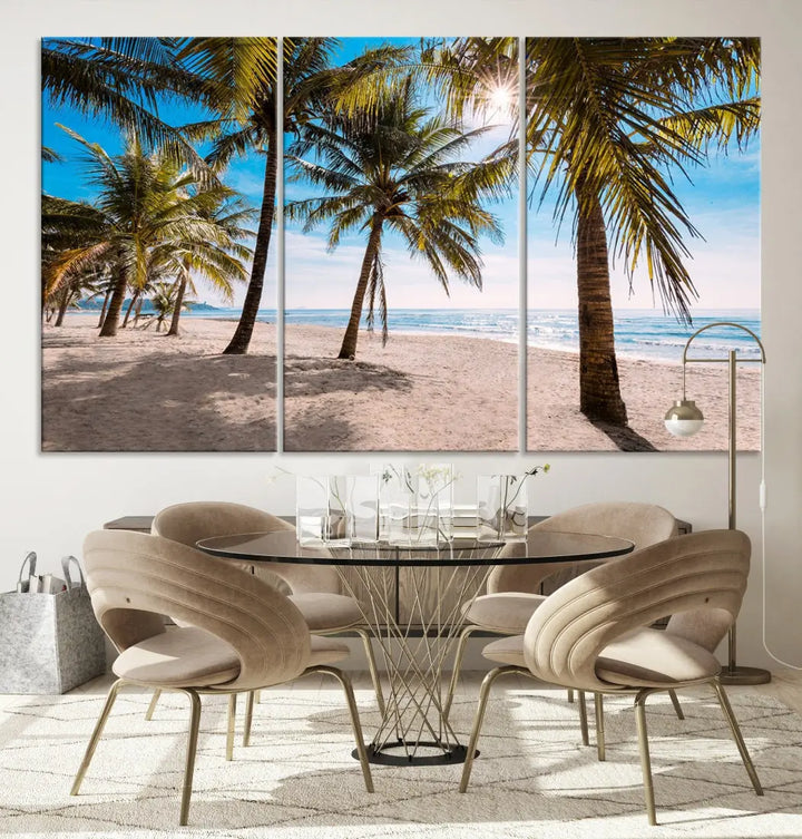 Sandy Tropical Beach Canvas Wall Art Print Ocean Landscape Art Framed