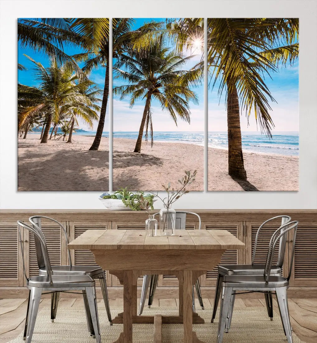 Sandy Tropical Beach Canvas Wall Art Print Ocean Landscape Art Framed