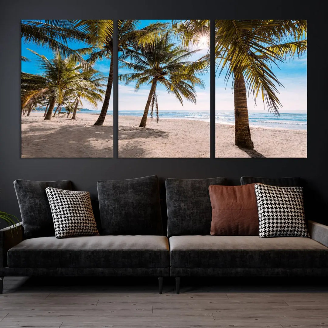 Sandy Tropical Beach Canvas Wall Art Print Ocean Landscape Art Framed