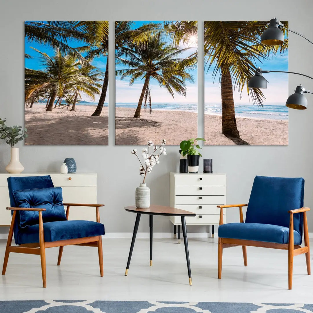 Sandy Tropical Beach Canvas Wall Art Print Ocean Landscape Art Framed