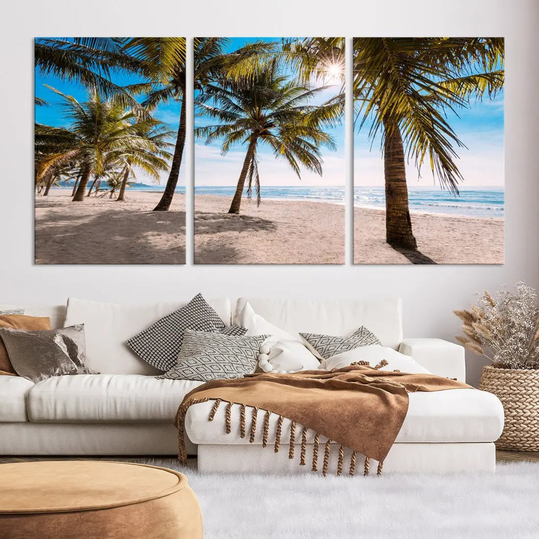 Sandy Tropical Beach Canvas Wall Art Print Ocean Landscape Art Framed