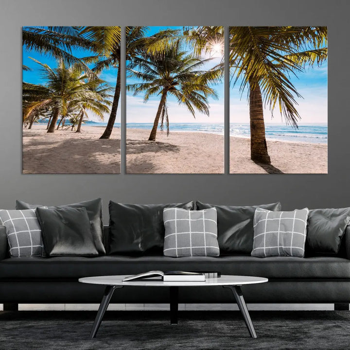 Sandy Tropical Beach Canvas Wall Art Print Ocean Landscape Art Framed