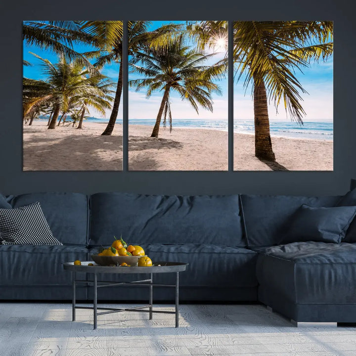 Sandy Tropical Beach Canvas Wall Art Print Ocean Landscape Art Framed