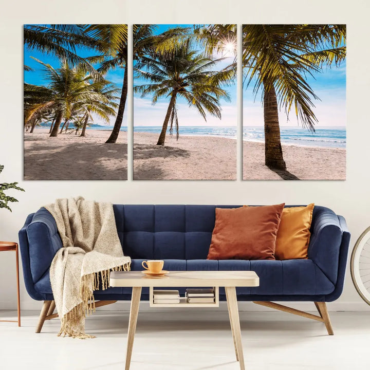 Sandy Tropical Beach Canvas Wall Art Print Ocean Landscape Art Framed