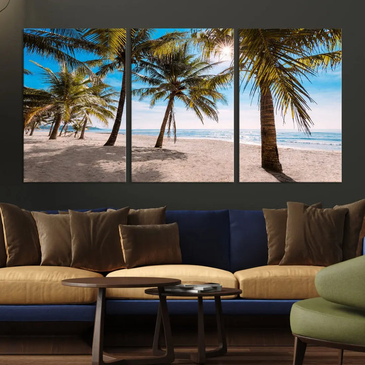 Sandy Tropical Beach Canvas Wall Art Print Ocean Landscape Art Framed