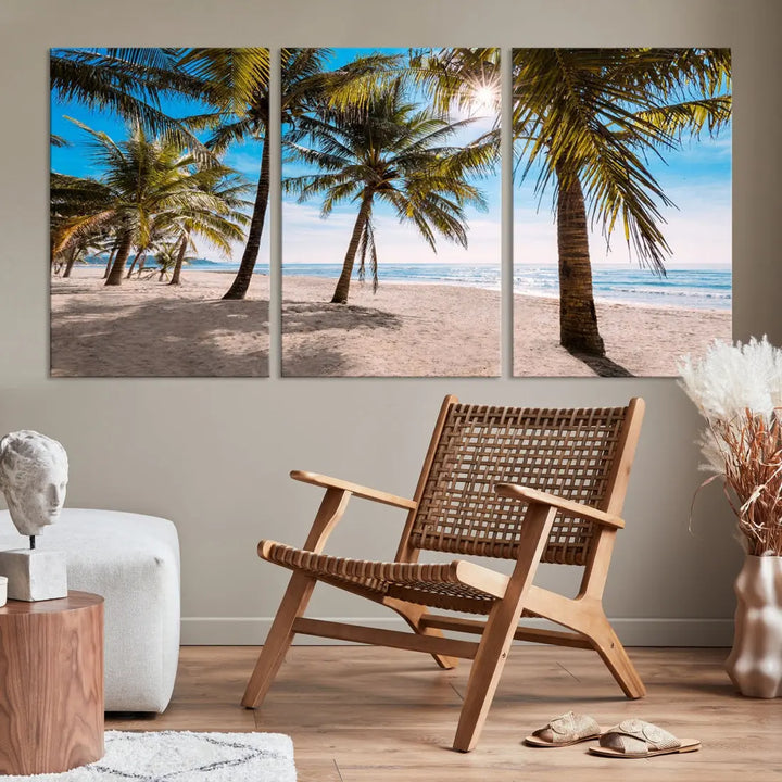 Sandy Tropical Beach Canvas Wall Art Print Ocean Landscape Art Framed