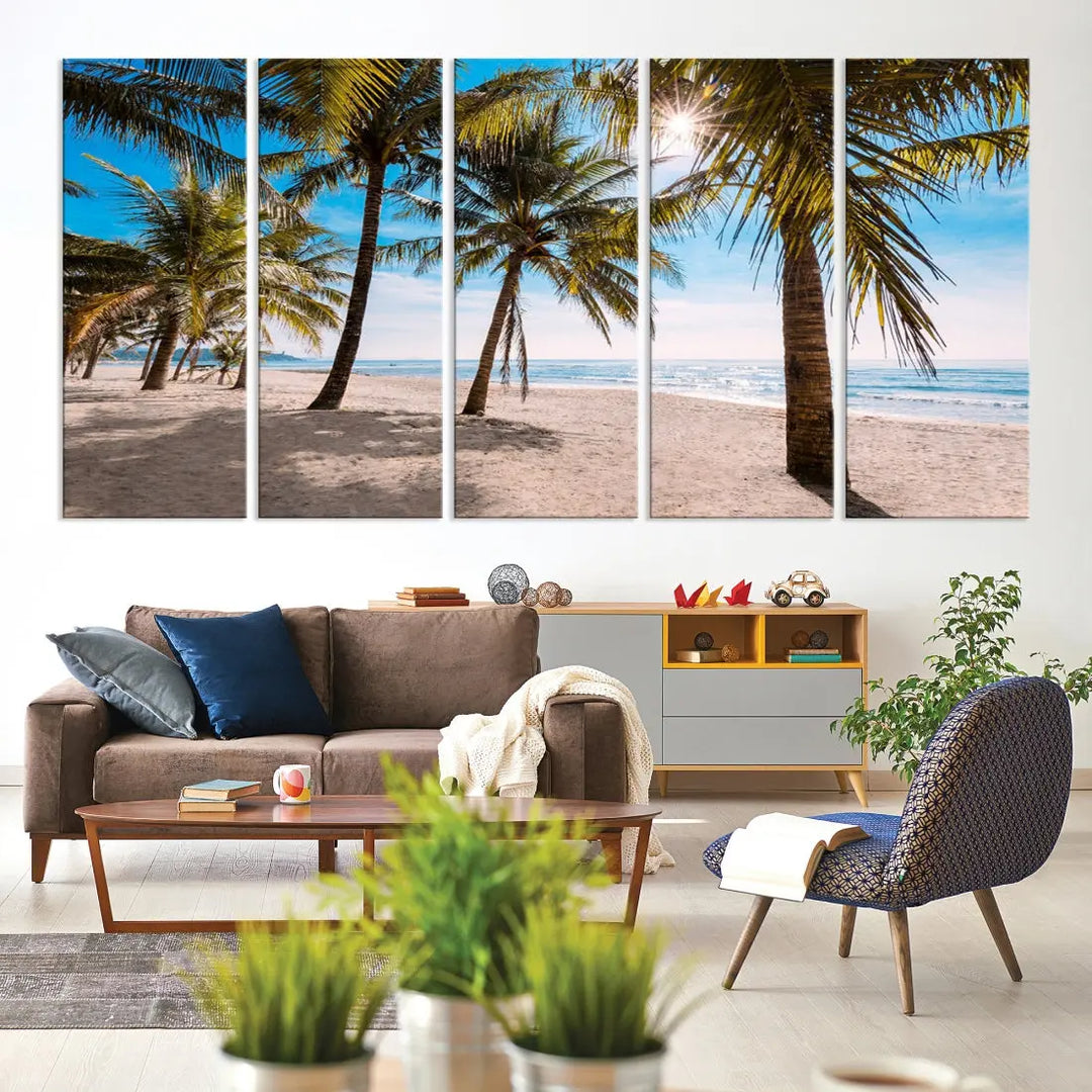 Sandy Tropical Beach Canvas Wall Art Print Ocean Landscape Art Framed