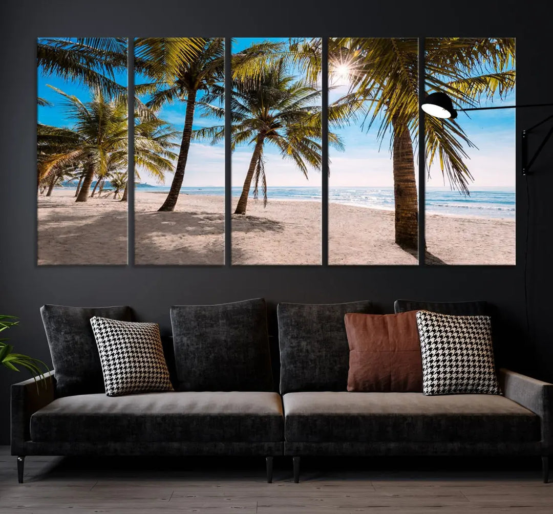 Sandy Tropical Beach Canvas Wall Art Print Ocean Landscape Art Framed