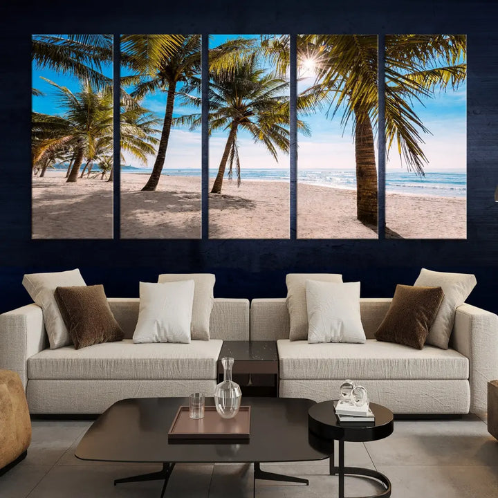 Sandy Tropical Beach Canvas Wall Art Print Ocean Landscape Art Framed