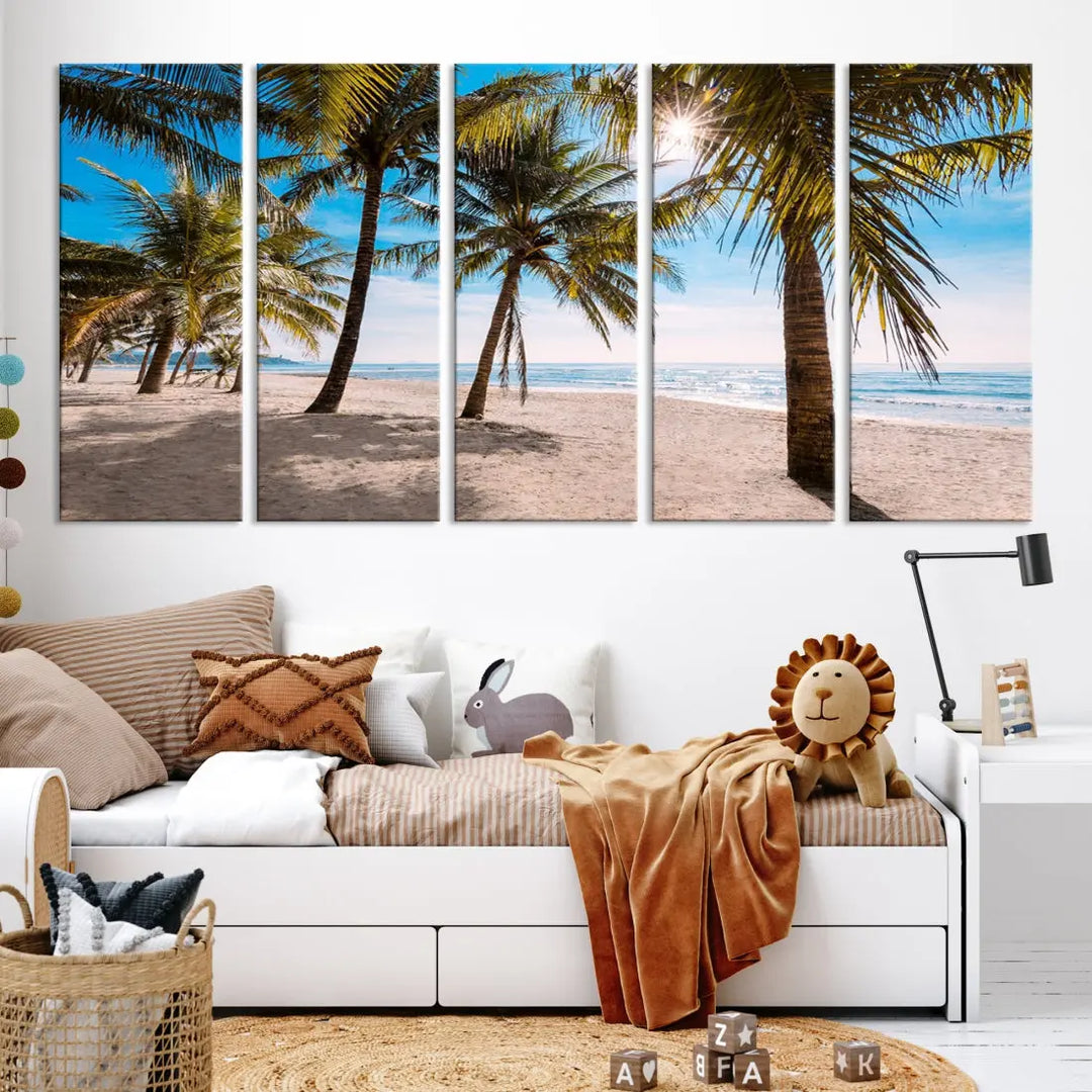 Sandy Tropical Beach Canvas Wall Art Print Ocean Landscape Art Framed