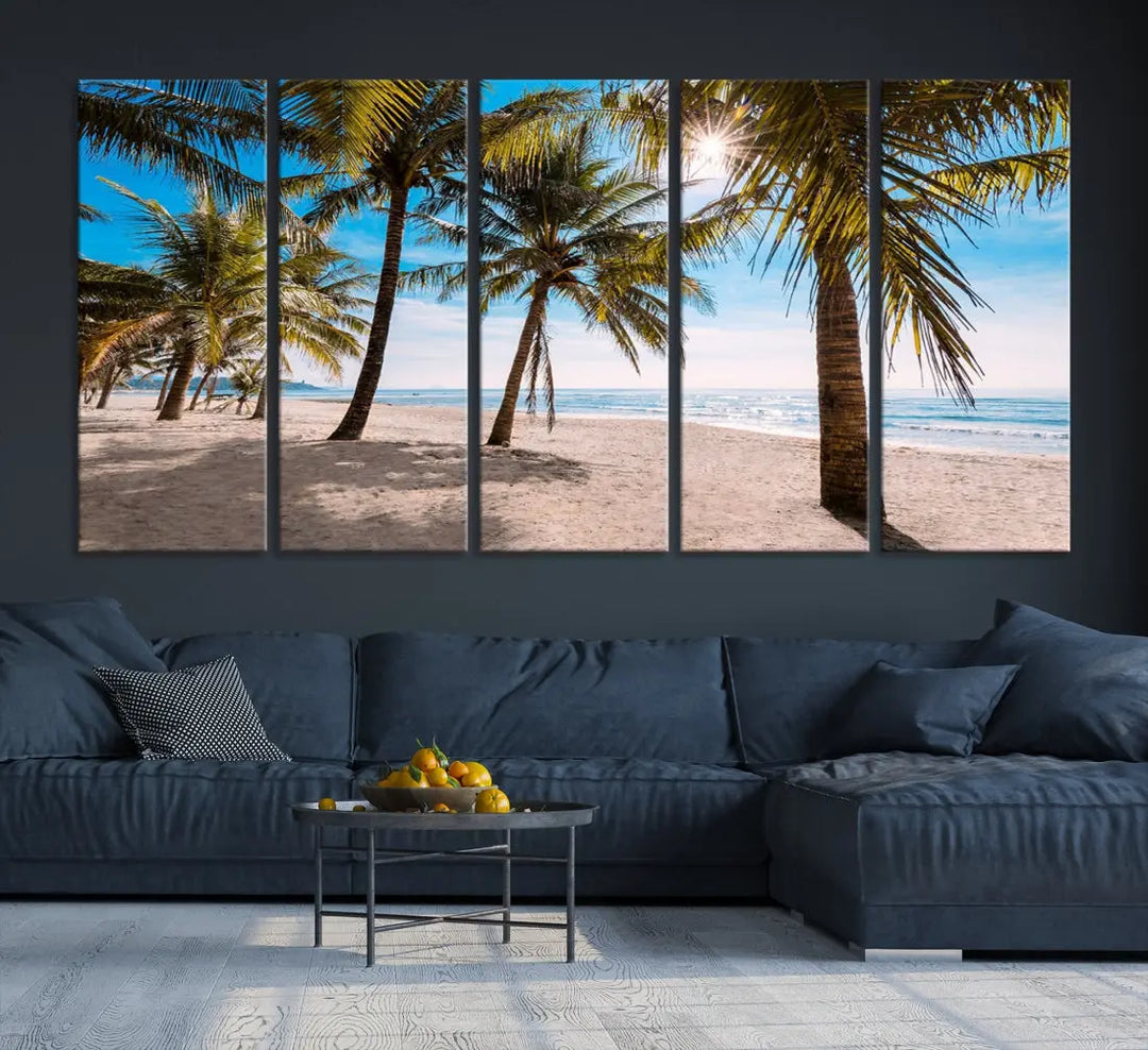 Sandy Tropical Beach Canvas Wall Art Print Ocean Landscape Art Framed