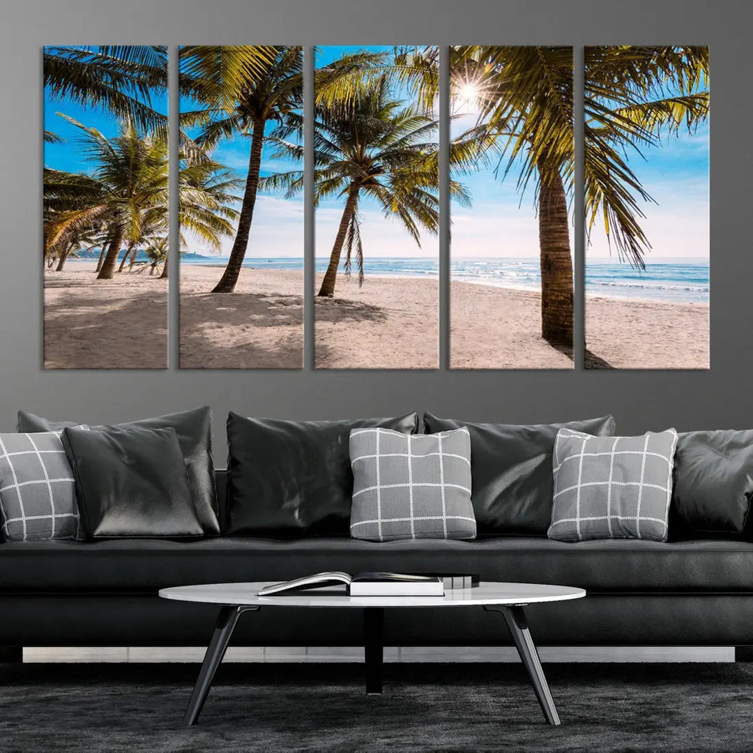 Sandy Tropical Beach Canvas Wall Art Print Ocean Landscape Art Framed