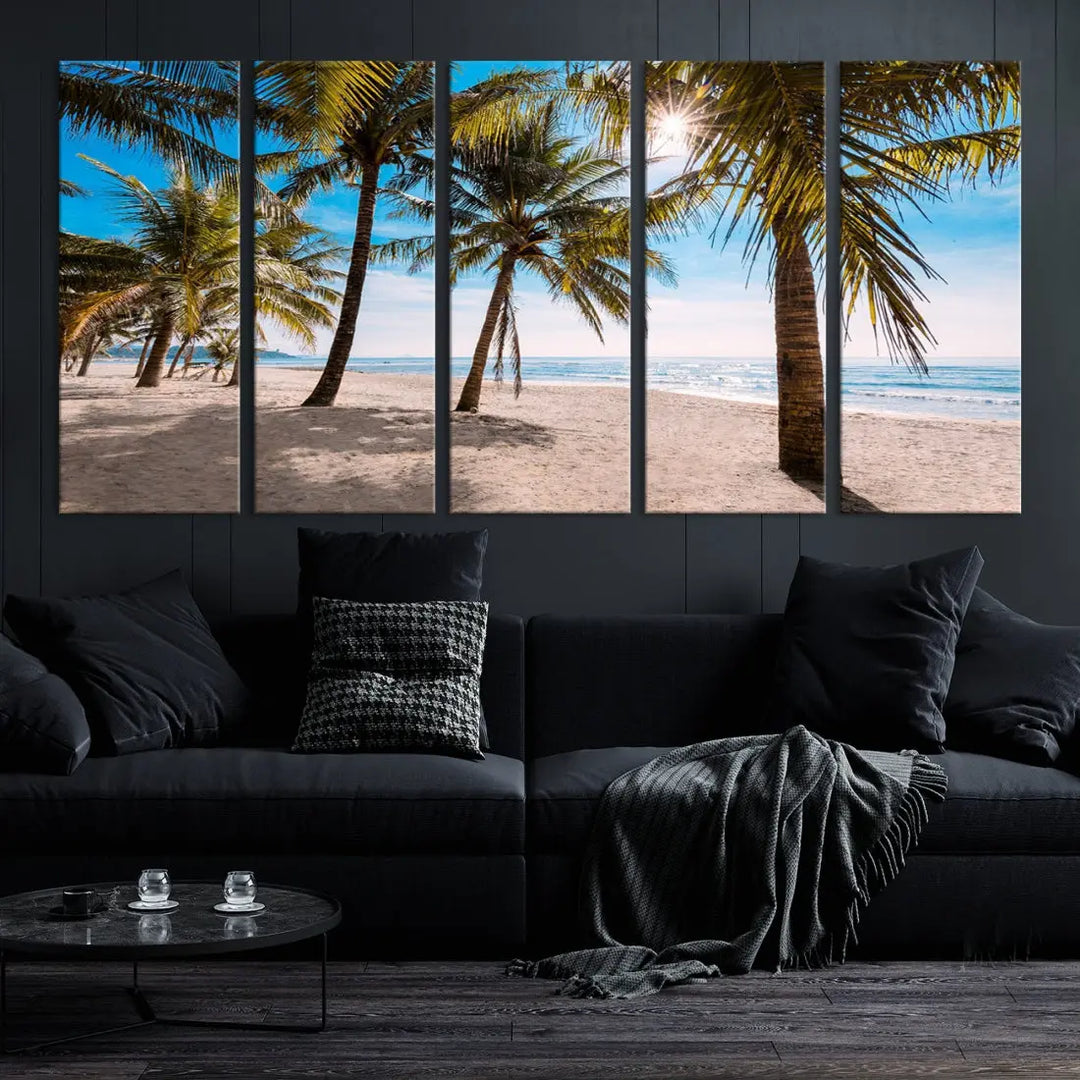 Sandy Tropical Beach Canvas Wall Art Print Ocean Landscape Art Framed