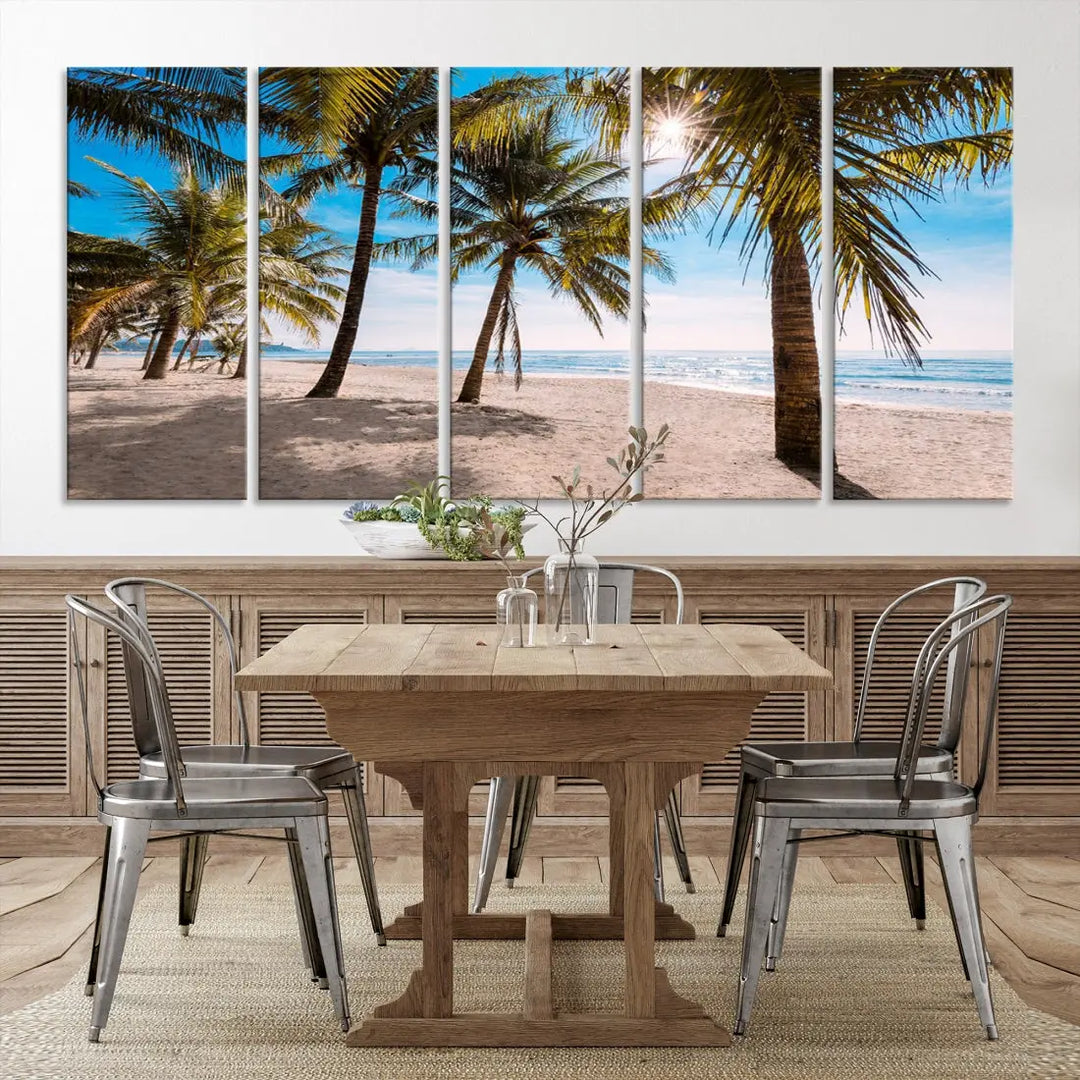 Sandy Tropical Beach Canvas Wall Art Print Ocean Landscape Art Framed