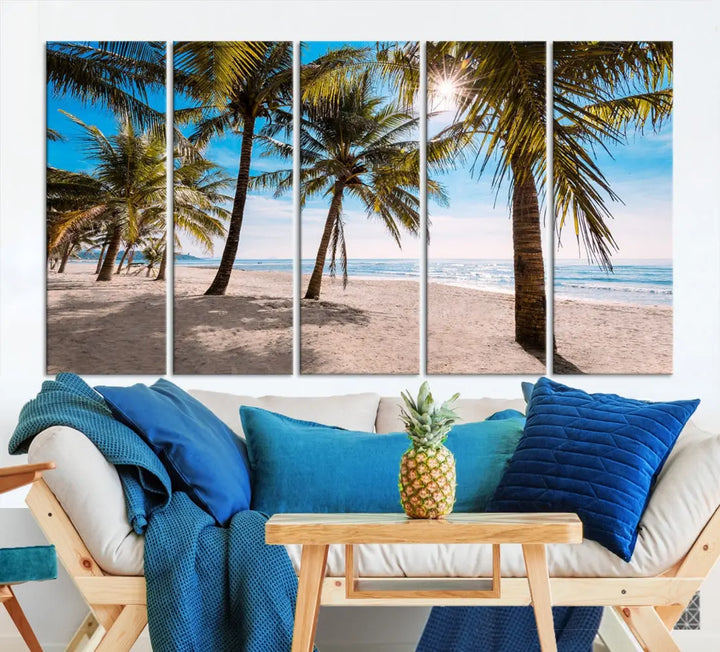 Sandy Tropical Beach Canvas Wall Art Print Ocean Landscape Art Framed