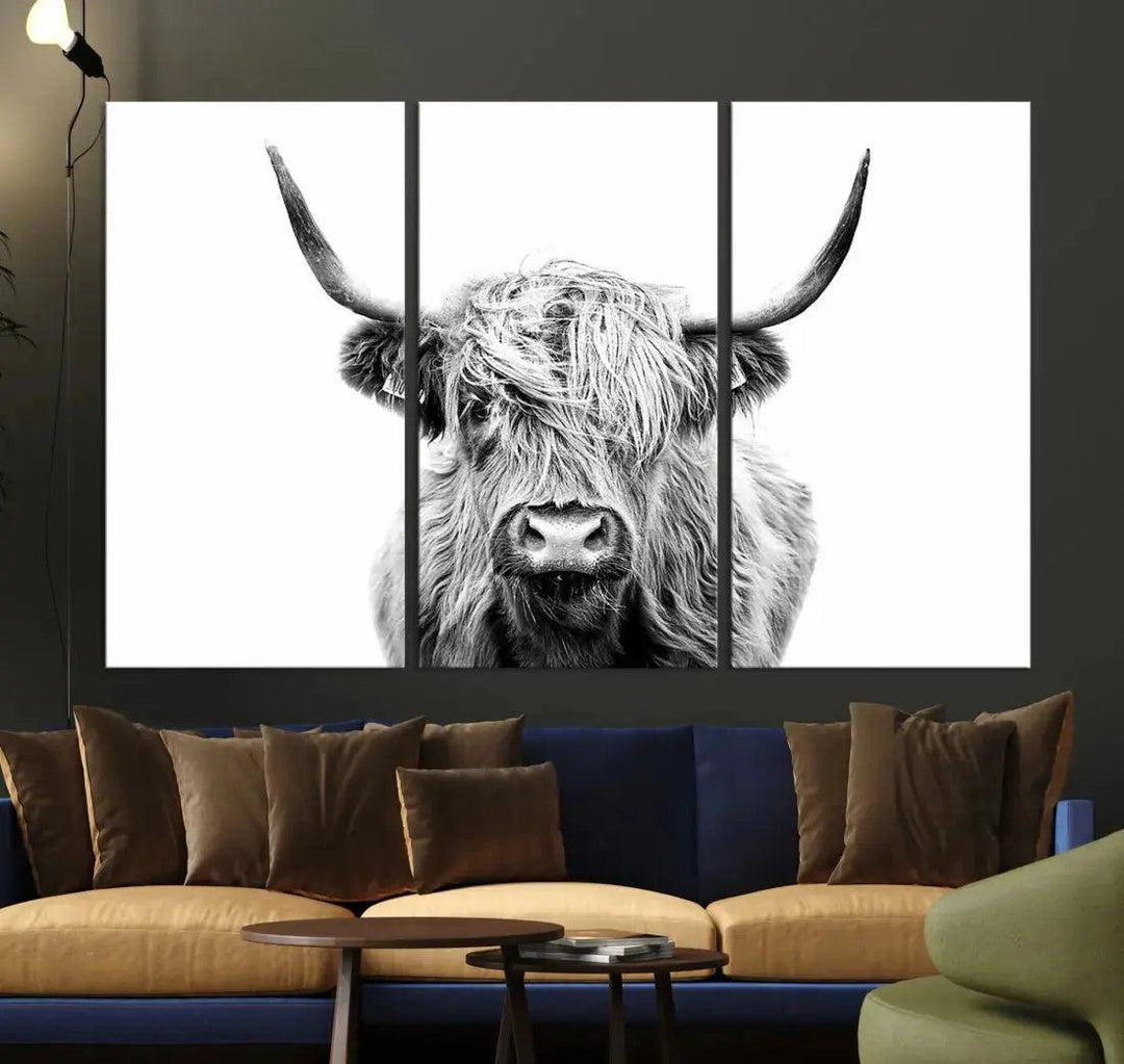 Scottish Highland Cow Farmhouse Wall Art Canvas Print