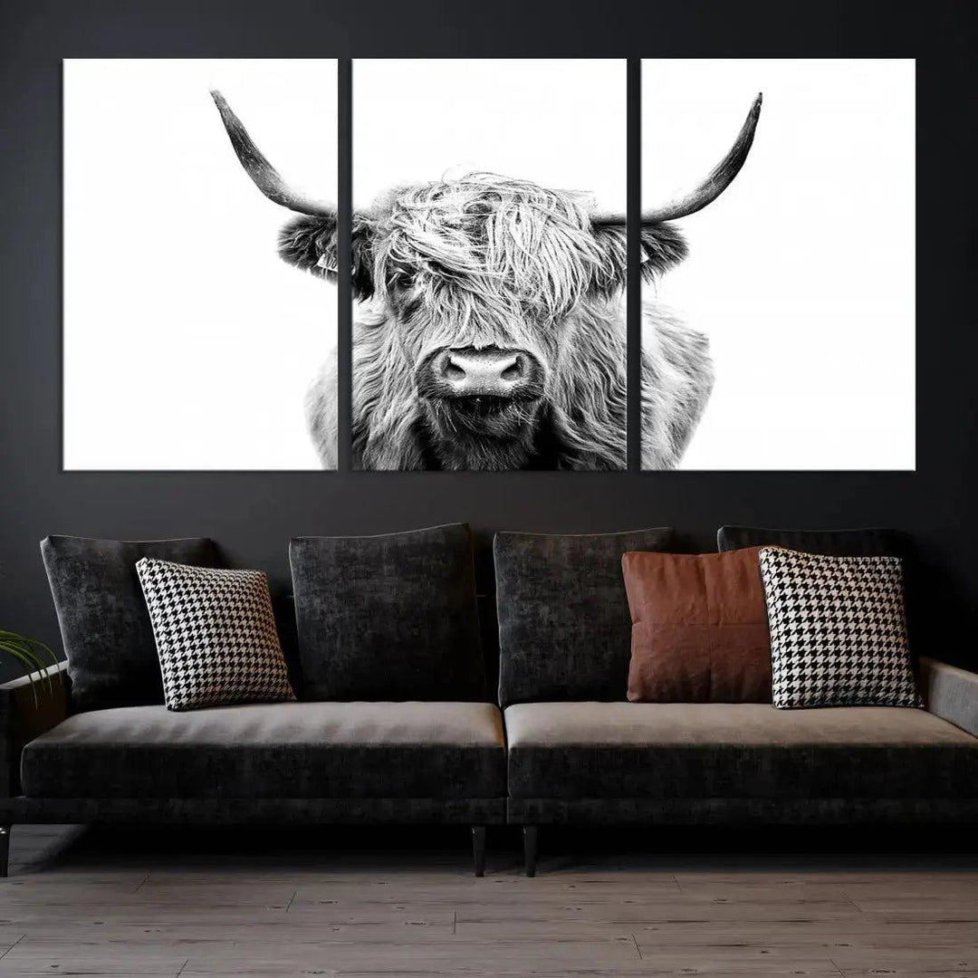 Scottish Highland Cow Farmhouse Wall Art Canvas Print