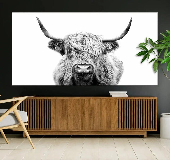 Scottish Highland Cow Farmhouse Wall Art Canvas Print