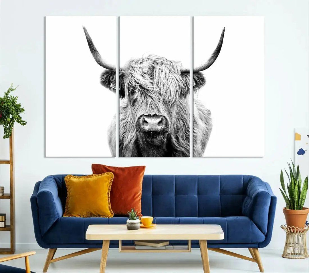 Scottish Highland Cow Farmhouse Wall Art Canvas Print