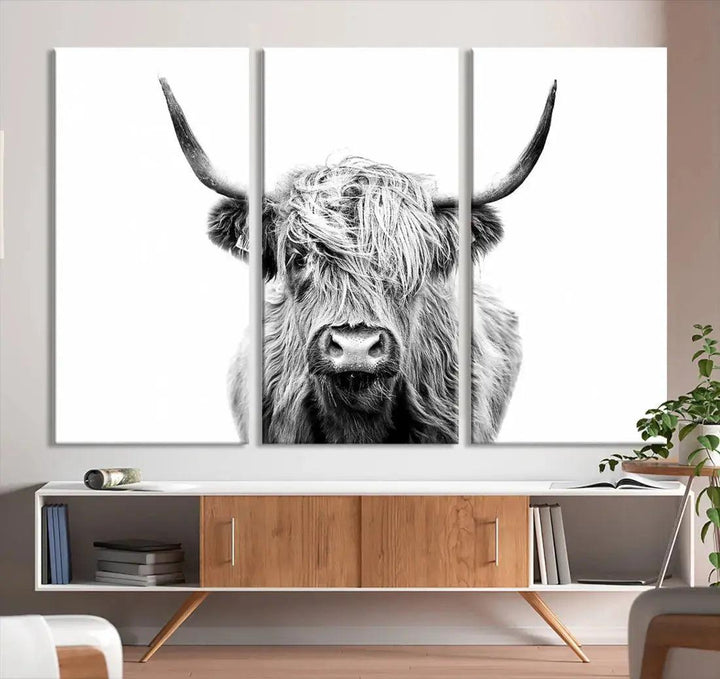 Scottish Highland Cow Farmhouse Wall Art Canvas Print