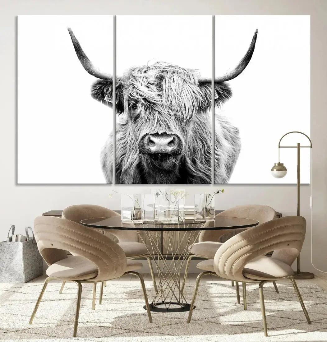 Scottish Highland Cow Farmhouse Wall Art Canvas Print