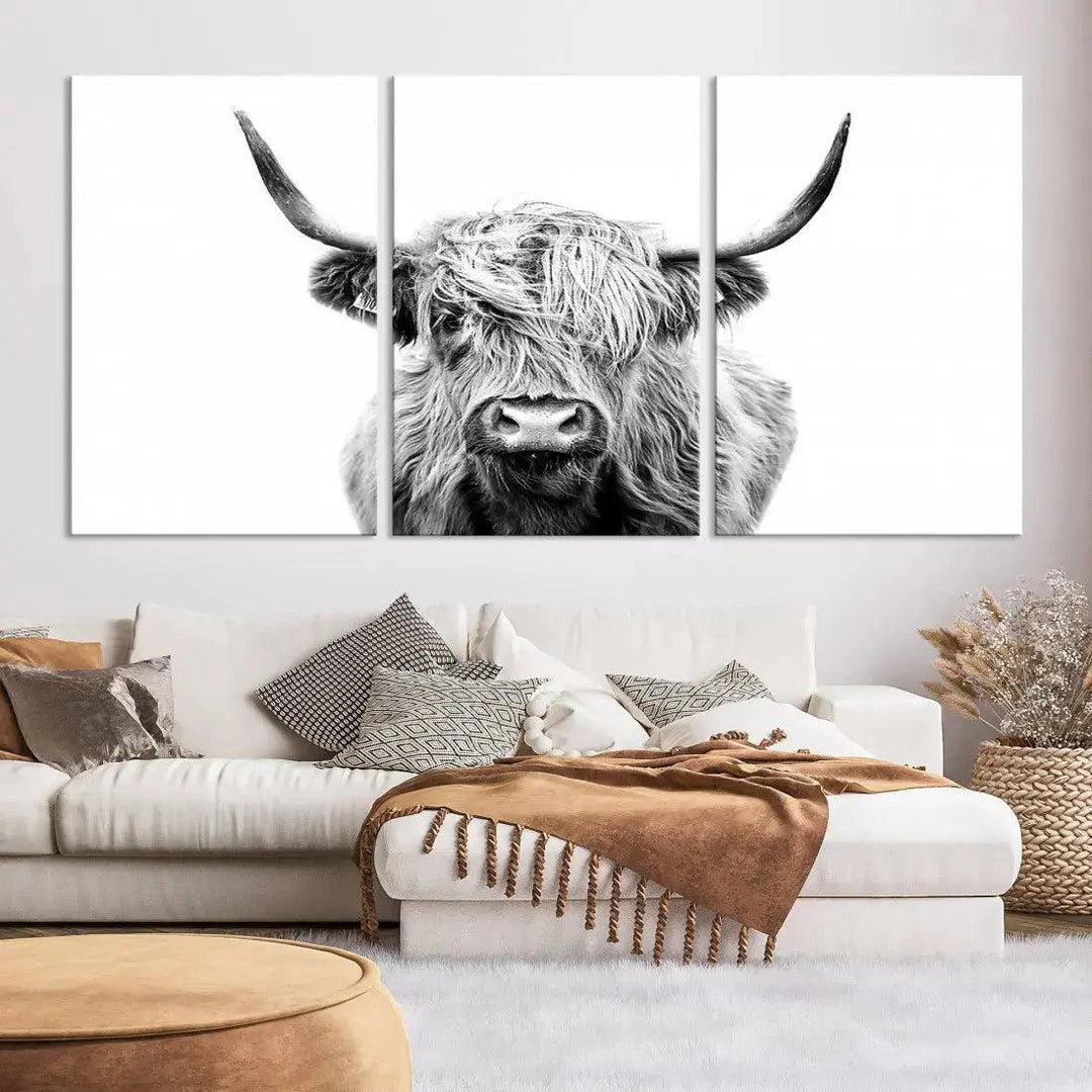 Scottish Highland Cow Farmhouse Wall Art Canvas Print