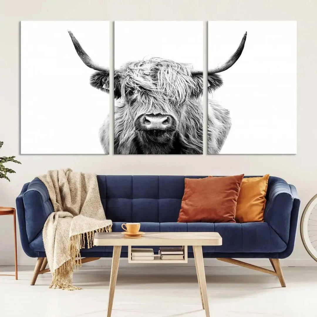 Scottish Highland Cow Farmhouse Wall Art Canvas Print