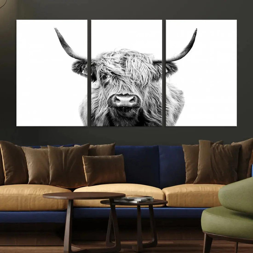 Scottish Highland Cow Farmhouse Wall Art Canvas Print