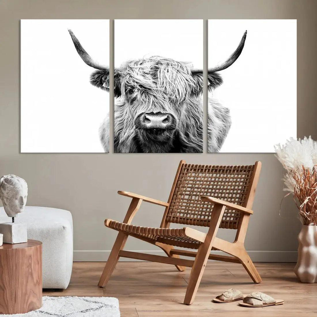 Scottish Highland Cow Farmhouse Wall Art Canvas Print