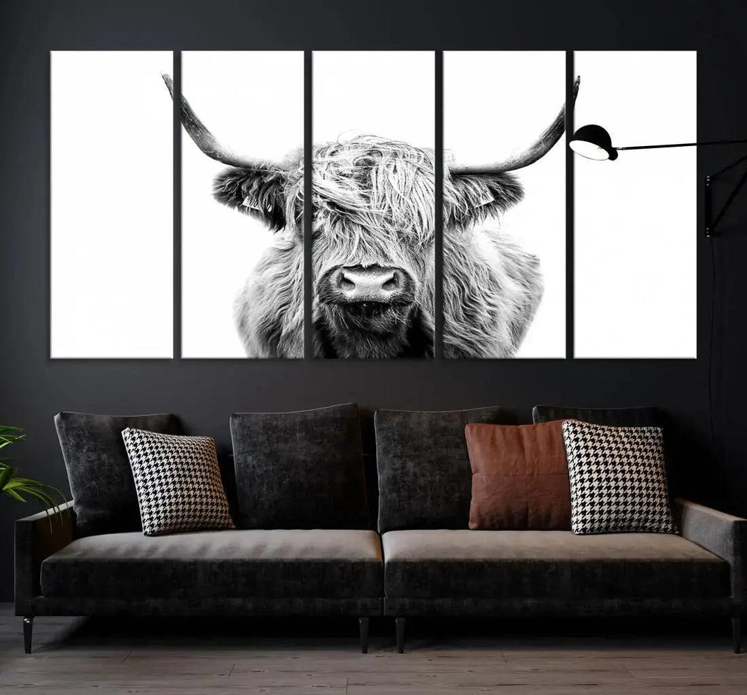 Scottish Highland Cow Farmhouse Wall Art Canvas Print