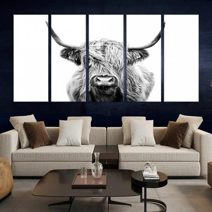 Scottish Highland Cow Farmhouse Wall Art Canvas Print