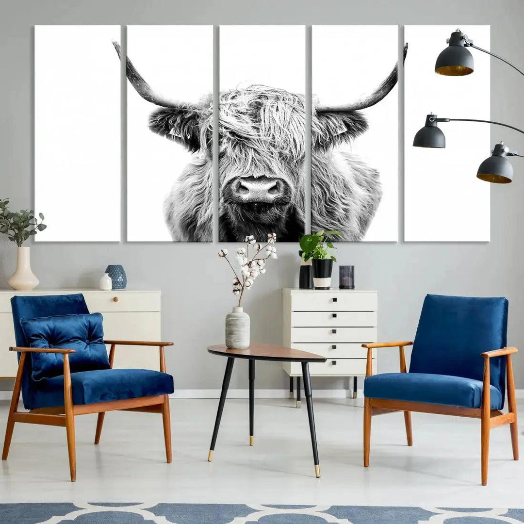 Scottish Highland Cow Farmhouse Wall Art Canvas Print