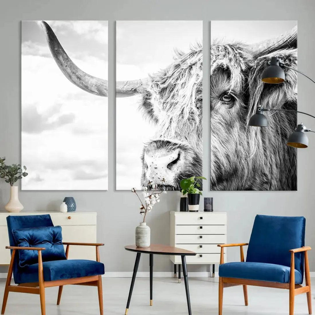 Scottish Highland Cow to Your Farmhouse with Our Wall Art Canvas Print Rustic Cozy Decor