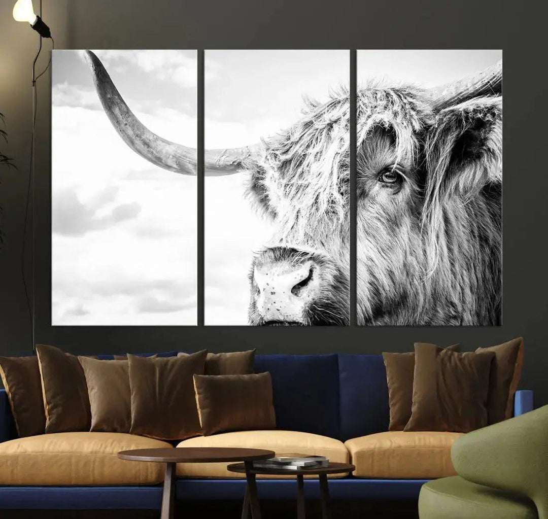 Scottish Highland Cow to Your Farmhouse with Our Wall Art Canvas Print Rustic Cozy Decor