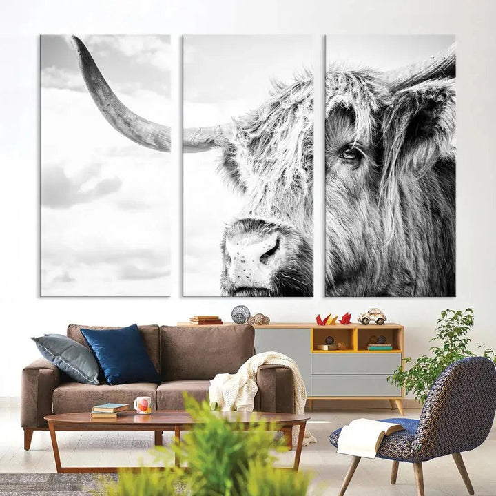 Scottish Highland Cow to Your Farmhouse with Our Wall Art Canvas Print Rustic Cozy Decor