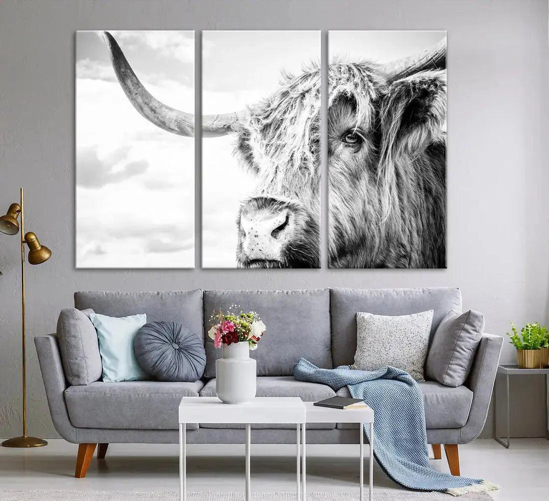 Scottish Highland Cow to Your Farmhouse with Our Wall Art Canvas Print Rustic Cozy Decor