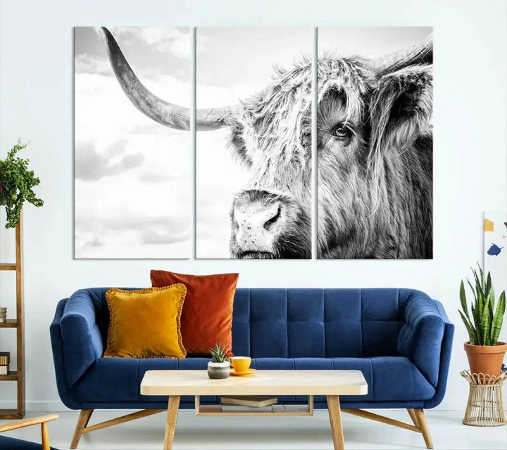 Scottish Highland Cow to Your Farmhouse with Our Wall Art Canvas Print Rustic Cozy Decor