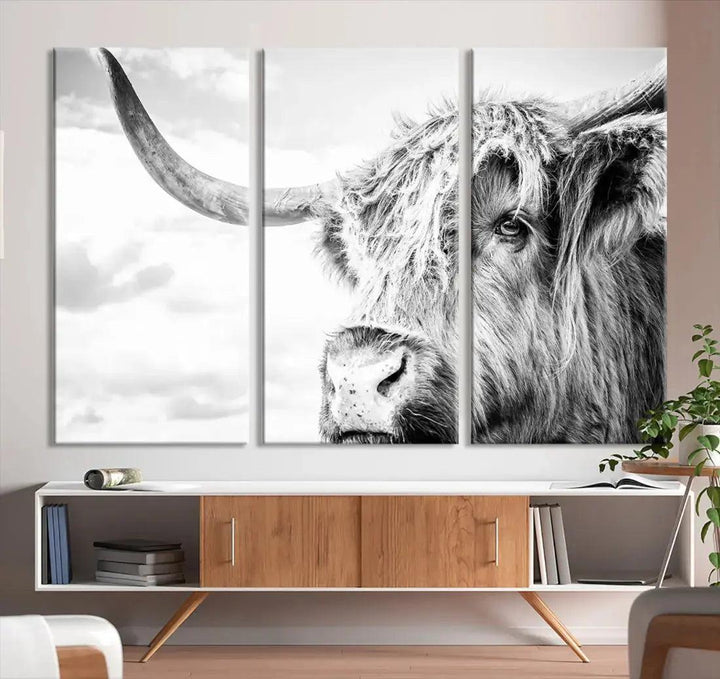 Scottish Highland Cow to Your Farmhouse with Our Wall Art Canvas Print Rustic Cozy Decor