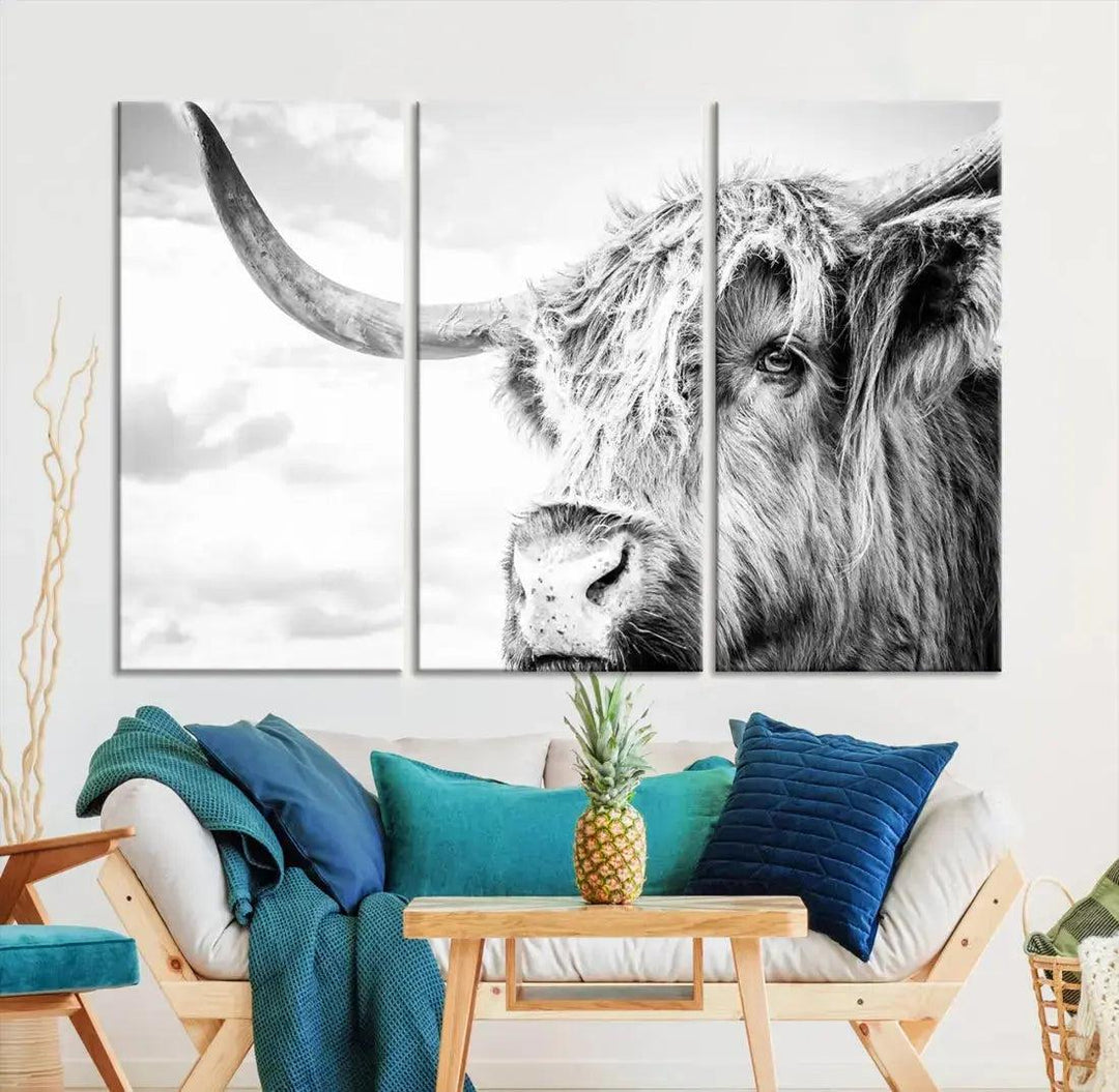 Scottish Highland Cow to Your Farmhouse with Our Wall Art Canvas Print Rustic Cozy Decor