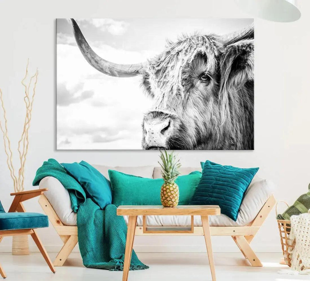 Scottish Highland Cow to Your Farmhouse with Our Wall Art Canvas Print Rustic Cozy Decor