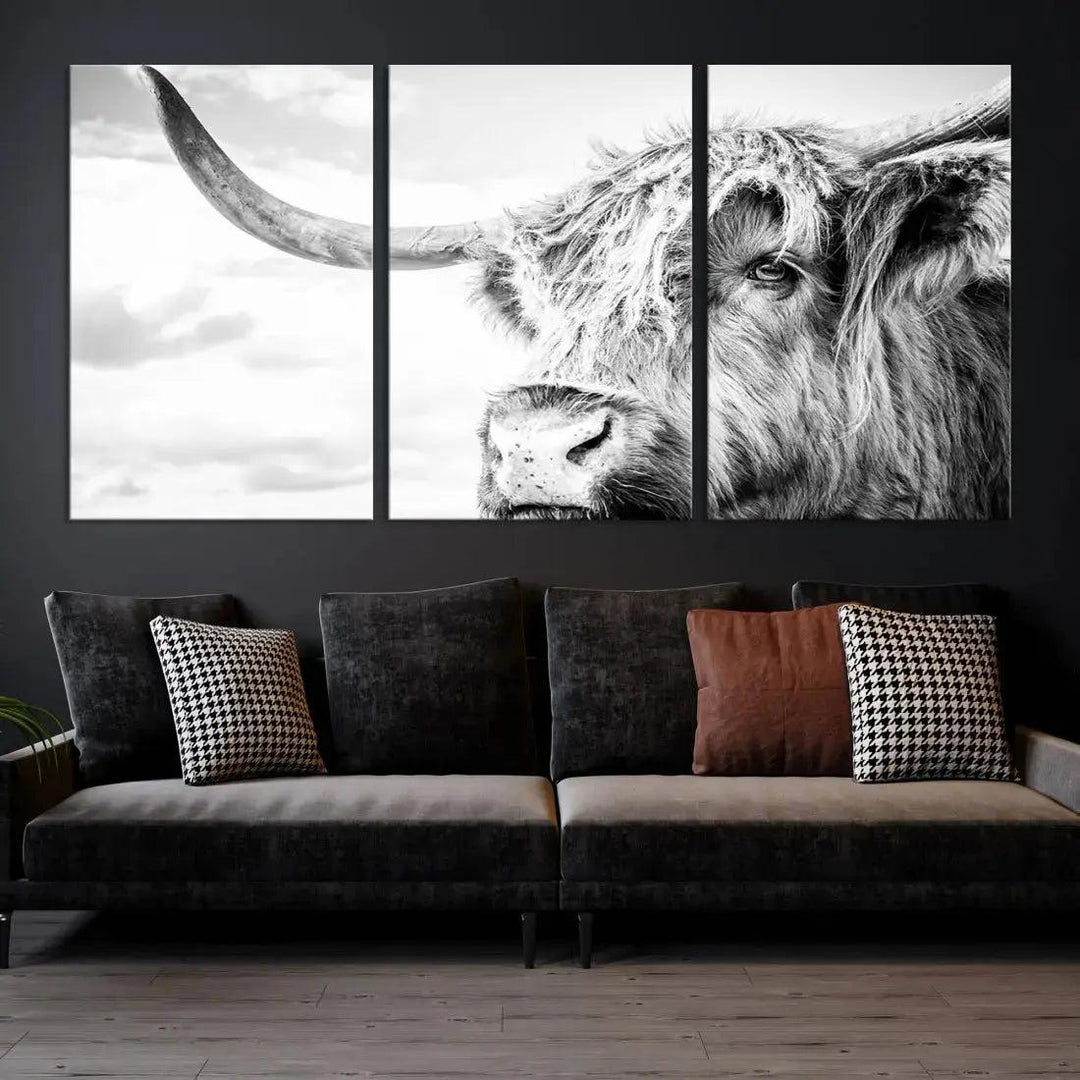 Scottish Highland Cow to Your Farmhouse with Our Wall Art Canvas Print Rustic Cozy Decor