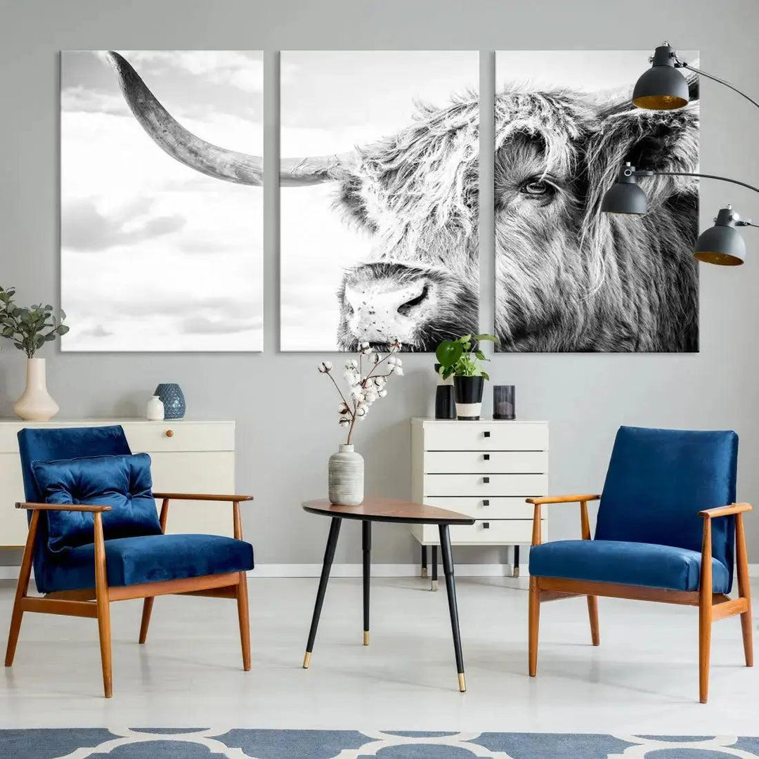 Scottish Highland Cow to Your Farmhouse with Our Wall Art Canvas Print Rustic Cozy Decor