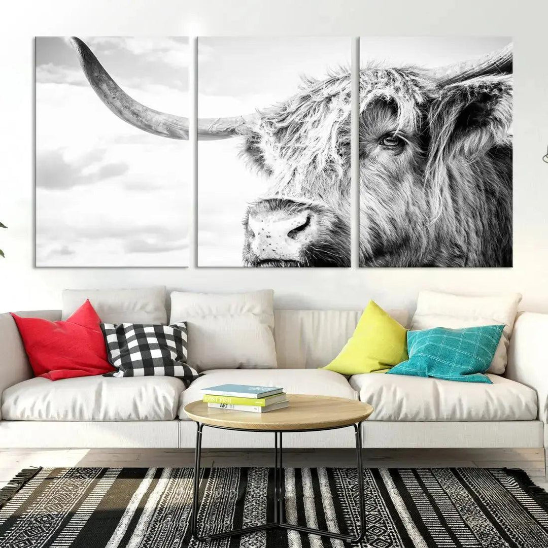 Scottish Highland Cow to Your Farmhouse with Our Wall Art Canvas Print Rustic Cozy Decor