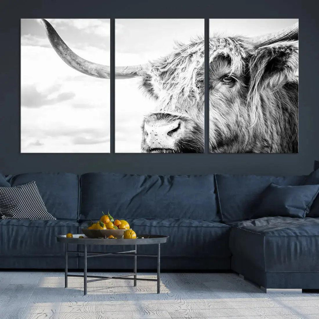 Scottish Highland Cow to Your Farmhouse with Our Wall Art Canvas Print Rustic Cozy Decor