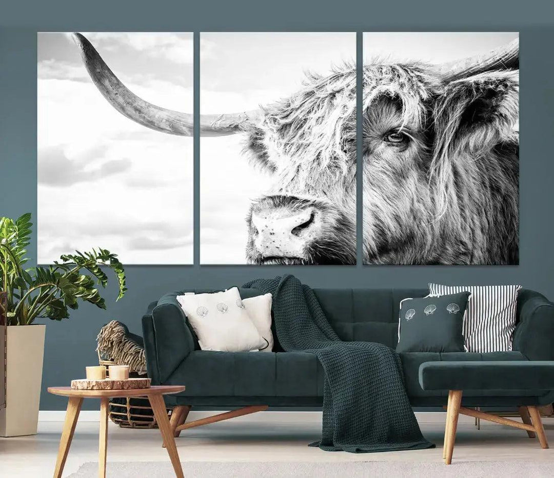 Scottish Highland Cow to Your Farmhouse with Our Wall Art Canvas Print Rustic Cozy Decor