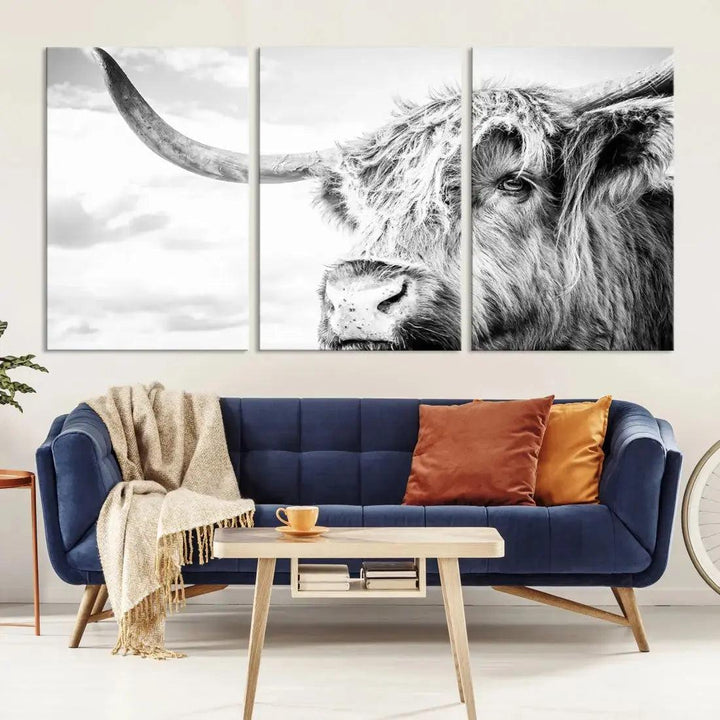 Scottish Highland Cow to Your Farmhouse with Our Wall Art Canvas Print Rustic Cozy Decor