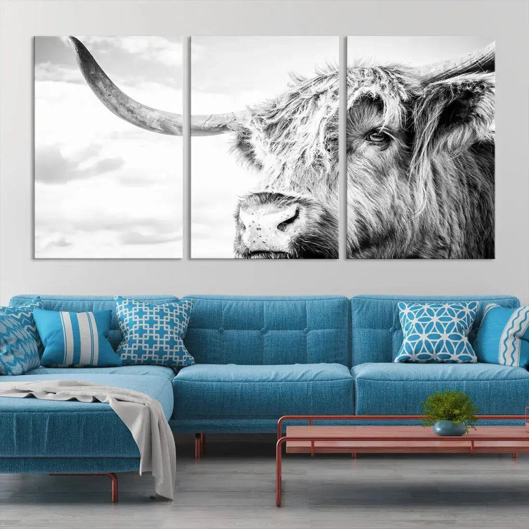 Scottish Highland Cow to Your Farmhouse with Our Wall Art Canvas Print Rustic Cozy Decor