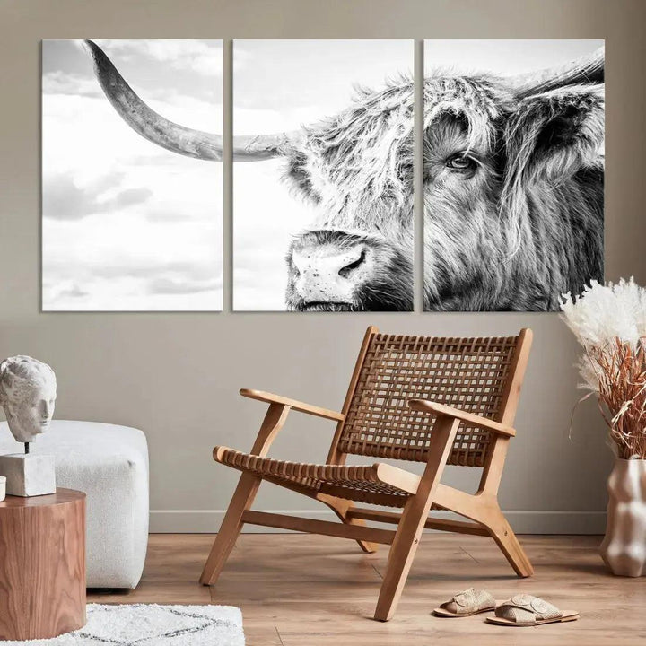 Scottish Highland Cow to Your Farmhouse with Our Wall Art Canvas Print Rustic Cozy Decor