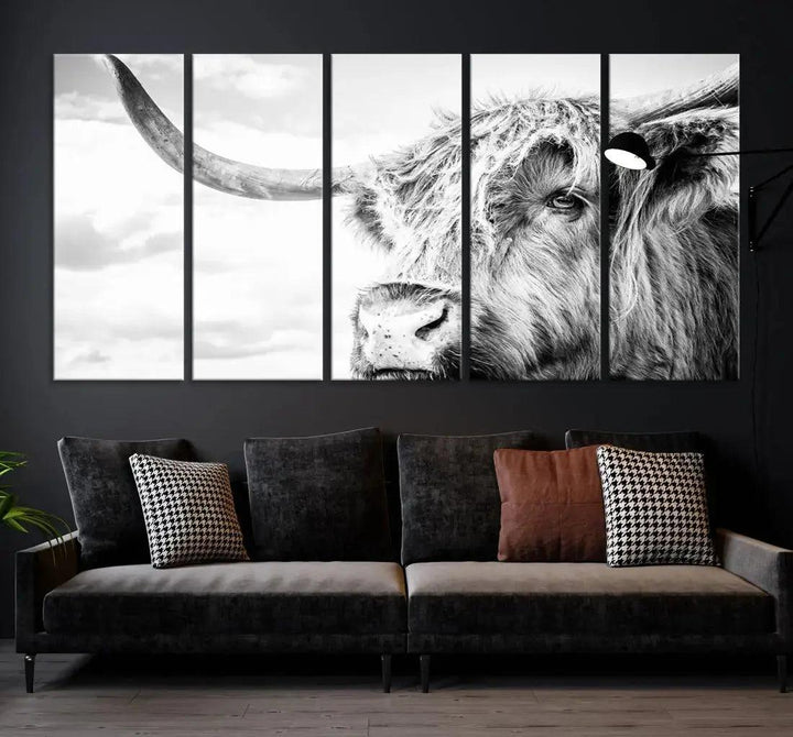 Scottish Highland Cow to Your Farmhouse with Our Wall Art Canvas Print Rustic Cozy Decor